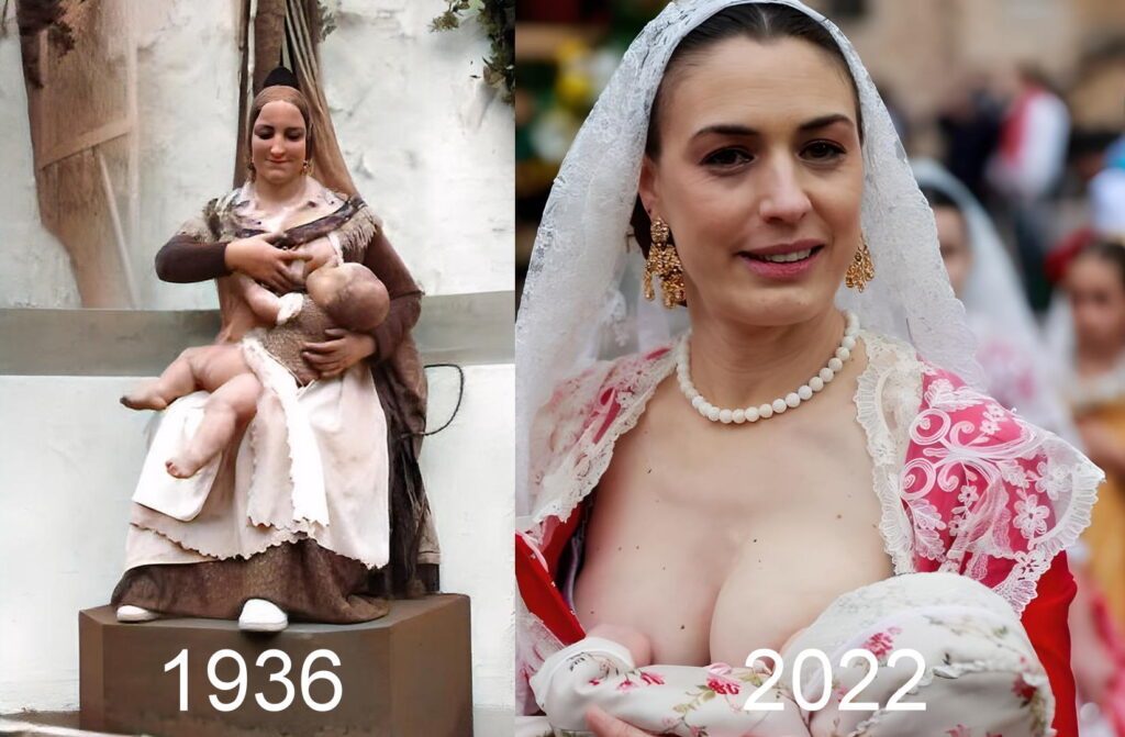 El ninot que sobrevivió al fuego y a la guerra: una madre valenciana en las Fallas de 1936 2 fallera dando de mamar
