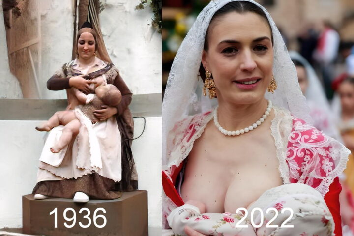 fallera dando de mamar