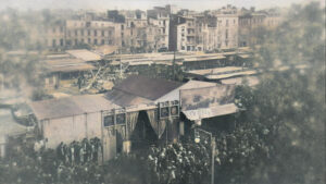 Mercado de Navidad en la Plaza de San Francisco hoy Ayuntamiento ca. 1898 fotor 2025112122344