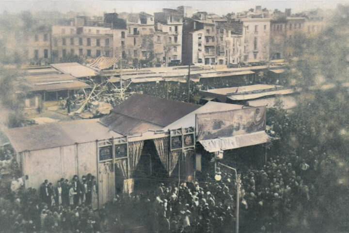 Mercado de Navidad en la Plaza de San Francisco hoy Ayuntamiento ca. 1898 fotor 2025112122344