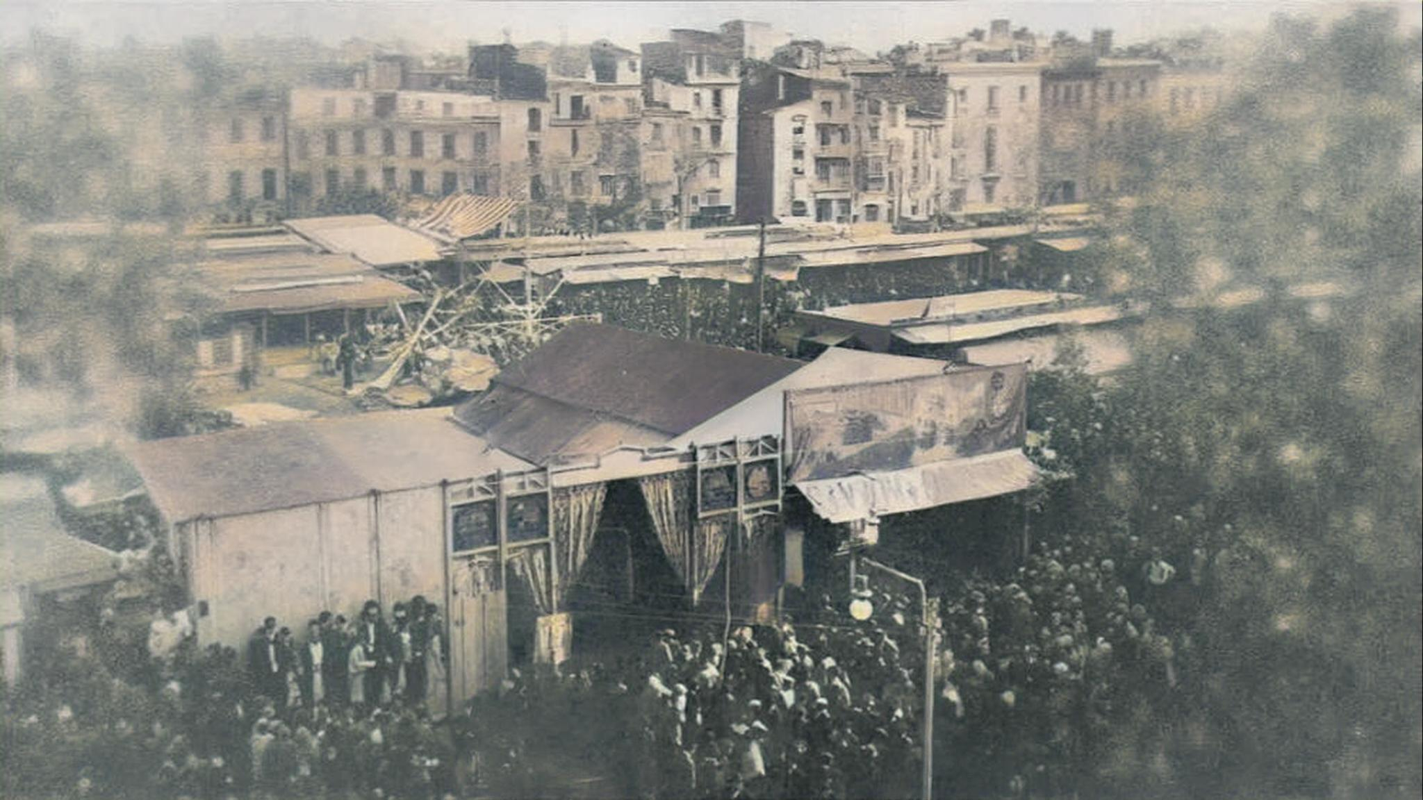 Mercado de Navidad en la Plaza de San Francisco hoy Ayuntamiento ca. 1898 fotor 2025112122344
