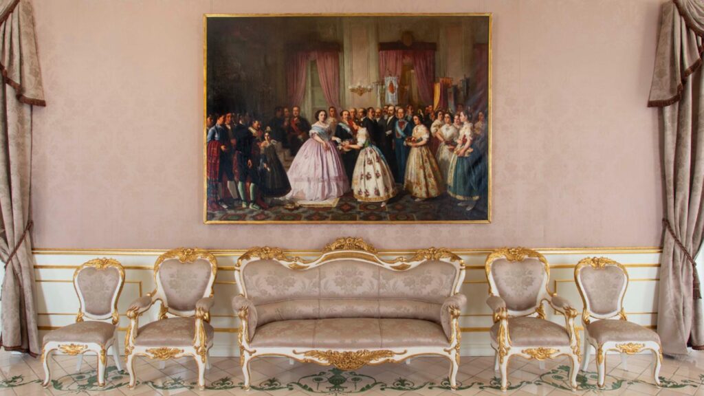 cuadro de la reina Isabel II a la Galeria Borbonica del Palau de Cervello