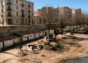 Infraviviendas en el antiguo cauce a mediados de la decada de los cuarenta.Archivo de la Catedral