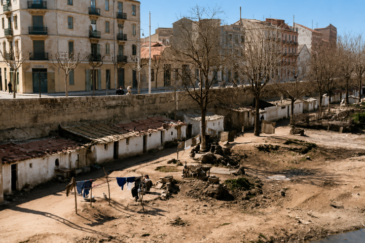 Infraviviendas en el antiguo cauce a mediados de la decada de los cuarenta.Archivo de la Catedral