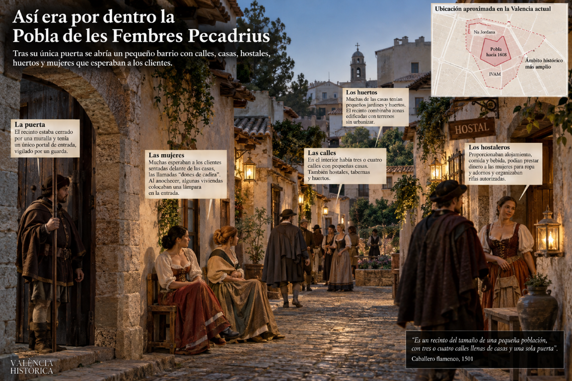 Asi era por dentro la Pobla de les Fembres Pecadrius el barrio amurallado de la prostitucion en Valencia Mediana